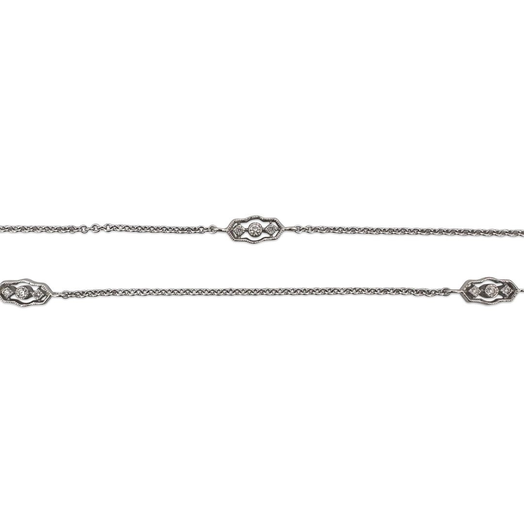 0.65ctw Round Brilliant Natural Diamond 35" Chain Necklace in 18k White Gold