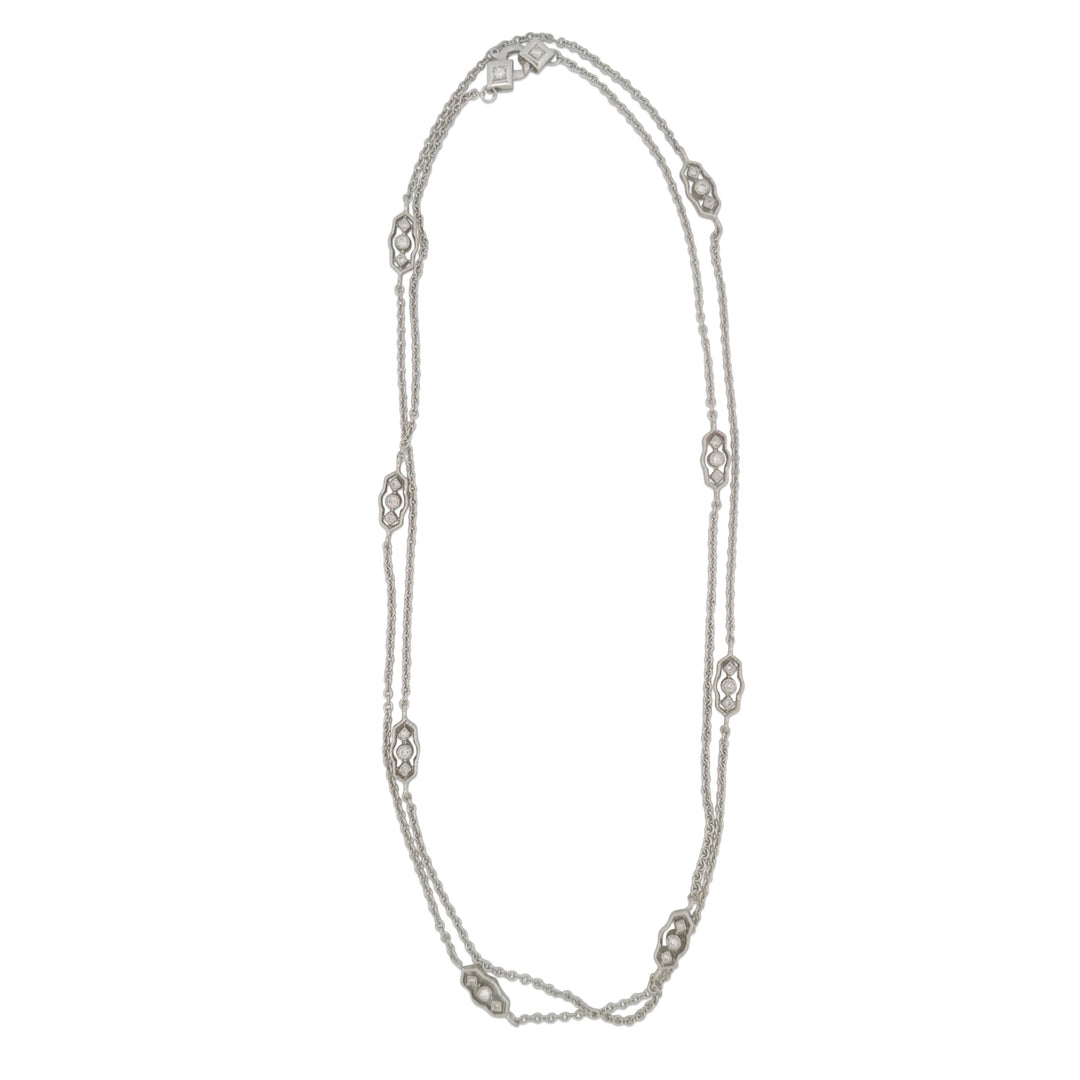 0.65ctw Round Brilliant Natural Diamond 35" Chain Necklace in 18k White Gold
