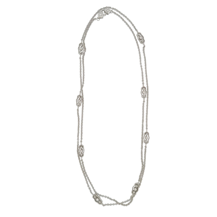 0.65ctw Round Brilliant Natural Diamond 35" Chain Necklace in 18k White Gold