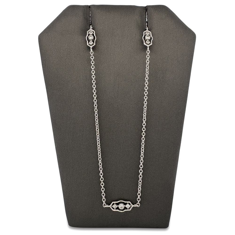 0.65ctw Round Brilliant Natural Diamond 35" Chain Necklace in 18k White Gold