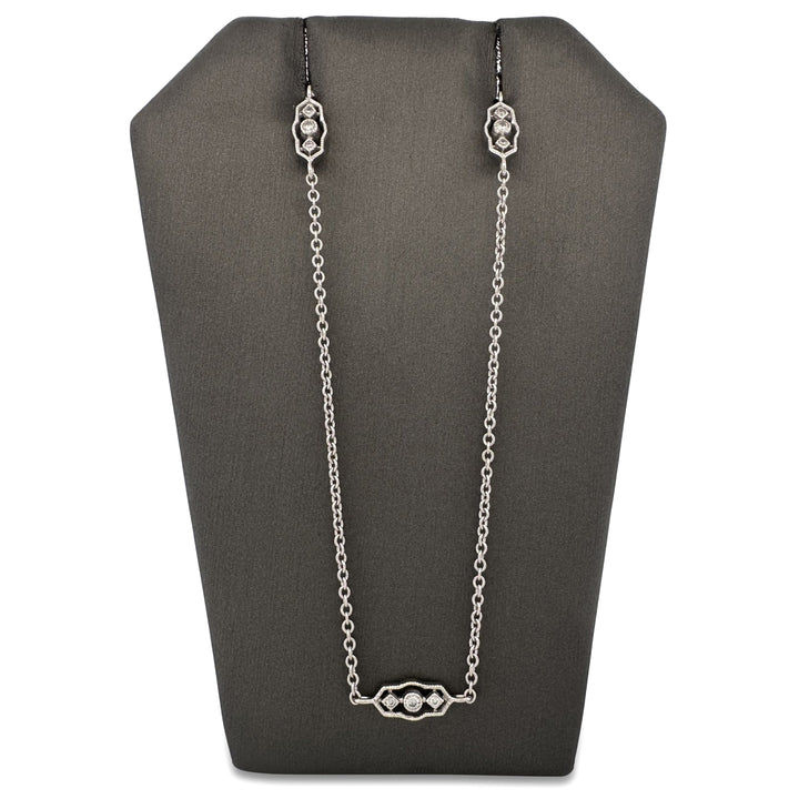 0.65ctw Round Brilliant Natural Diamond 35" Chain Necklace in 18k White Gold