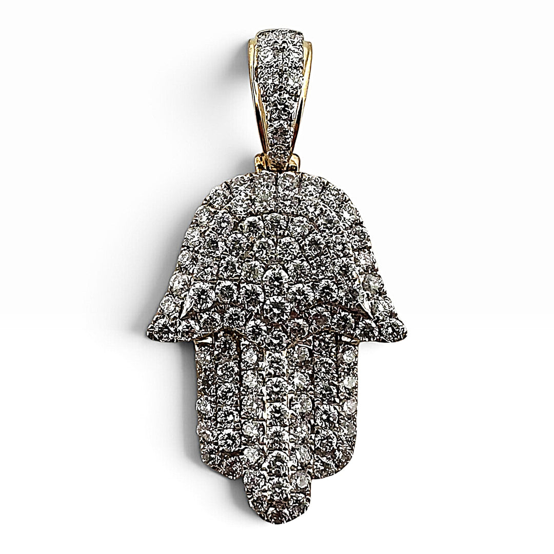 0.25ctw Round Brilliant Cut Natural Diamond Hamsa Pendant in 14k Two-Tone Gold