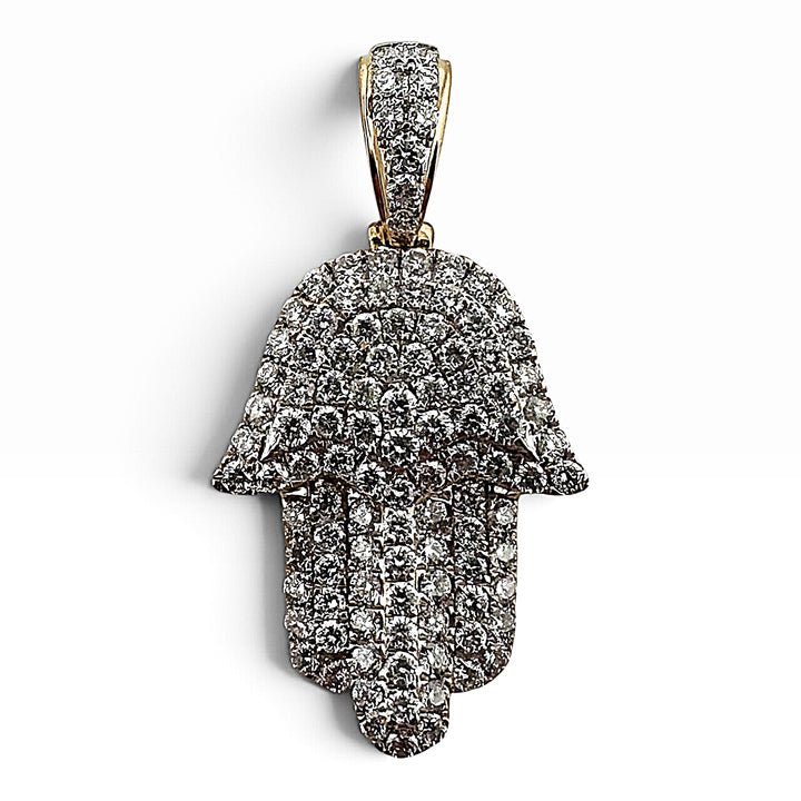 0.25ctw Round Brilliant Cut Natural Diamond Hamsa Pendant in 14k Two-Tone Gold