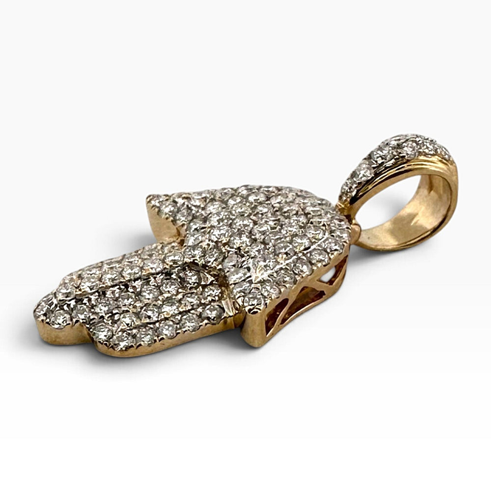 0.25ctw Round Brilliant Cut Natural Diamond Hamsa Pendant in 14k Two-Tone Gold