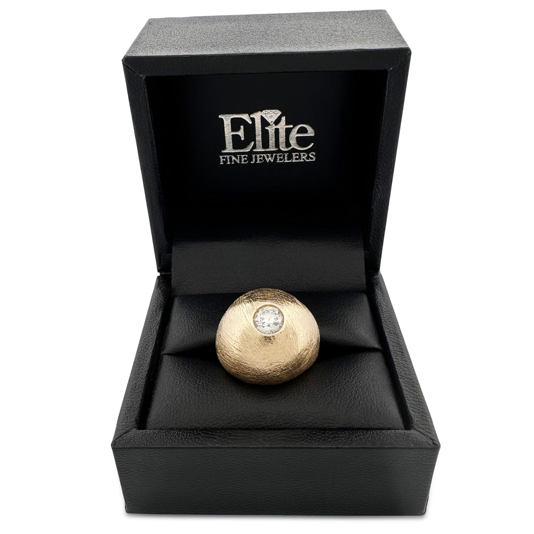 Vintage 0.72ct Old European Cut Natural Diamond Bombé Cocktail Ring in 14k Yellow Gold