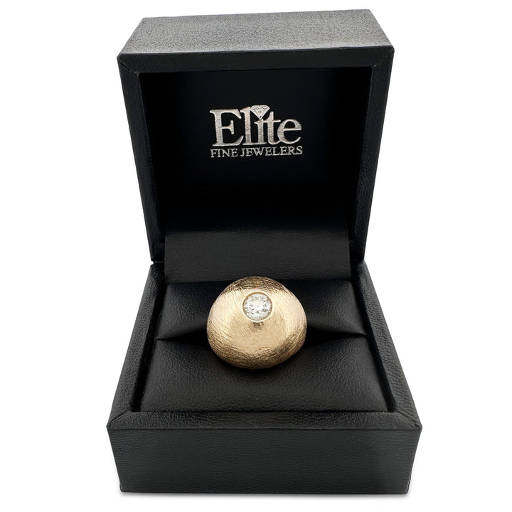 Vintage 0.72ct Old European Cut Natural Diamond Bombé Cocktail Ring in 14k Yellow Gold