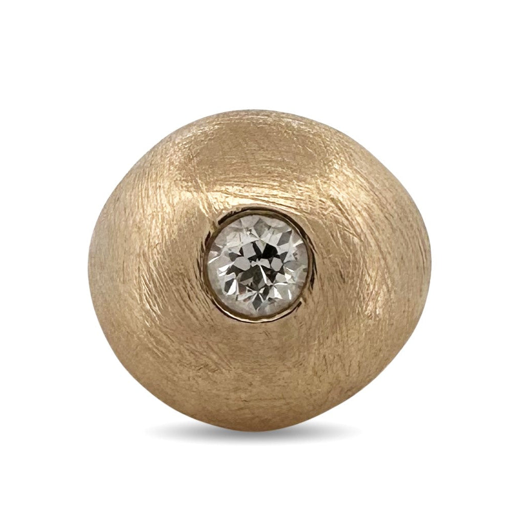 Vintage 0.72ct Old European Cut Natural Diamond Bombé Cocktail Ring in 14k Yellow Gold
