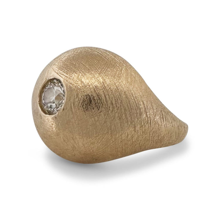 Vintage 0.72ct Old European Cut Natural Diamond Bombé Cocktail Ring in 14k Yellow Gold
