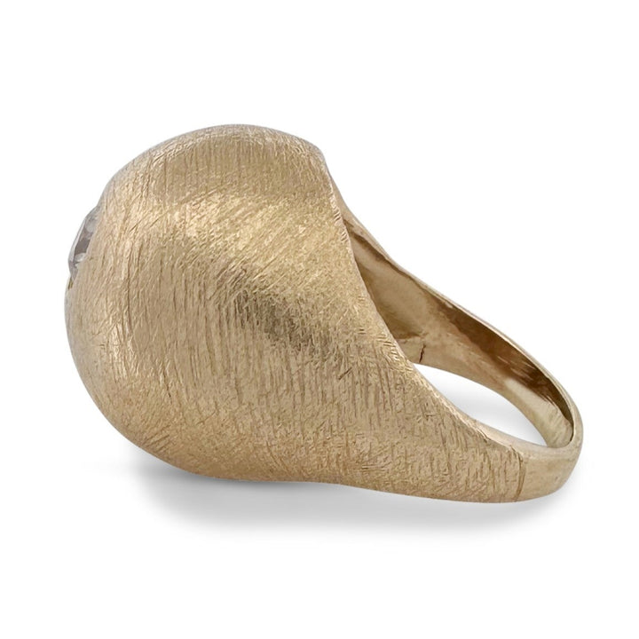 Vintage 0.72ct Old European Cut Natural Diamond Bombé Cocktail Ring in 14k Yellow Gold