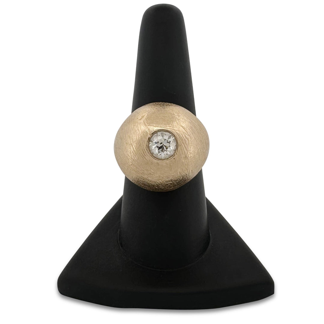 Vintage 0.72ct Old European Cut Natural Diamond Bombé Cocktail Ring in 14k Yellow Gold
