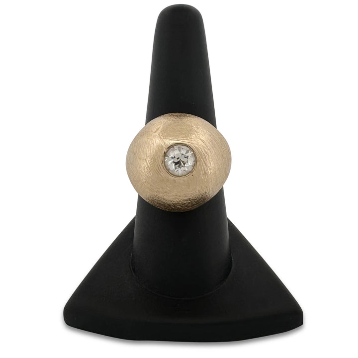 Vintage 0.72ct Old European Cut Natural Diamond Bombé Cocktail Ring in 14k Yellow Gold