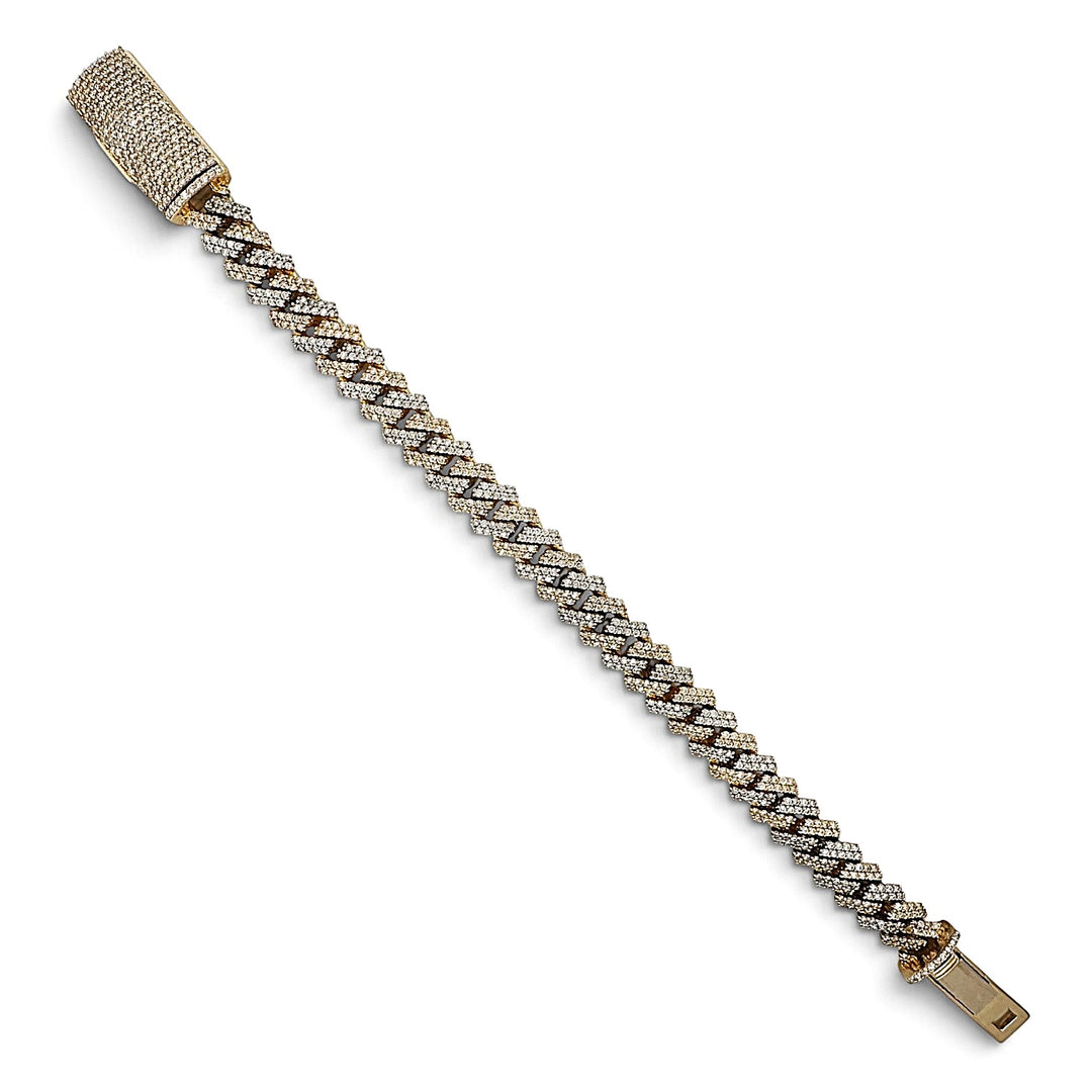 7.50ctw Round Brilliant Natural Diamond Miami Cuban Bracelet in 14k Two-Tone Gold