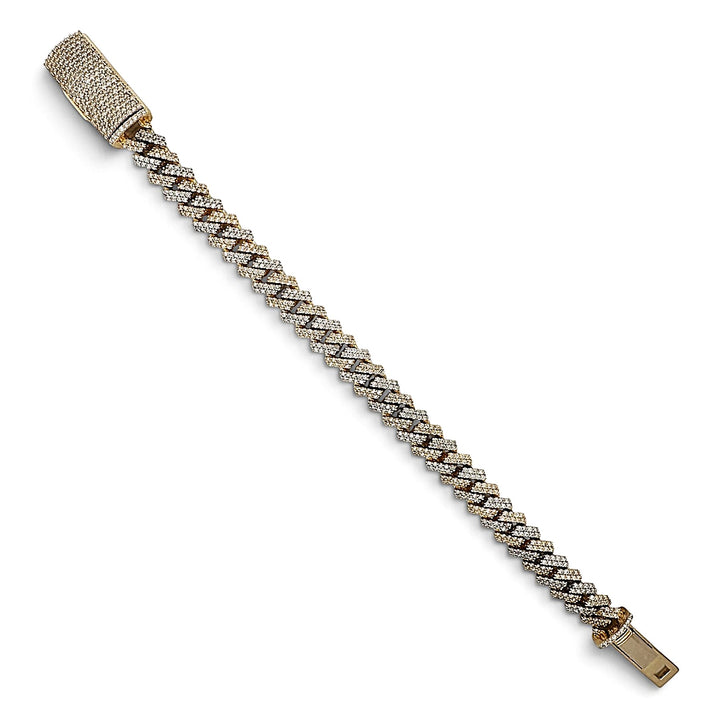 7.50ctw Round Brilliant Natural Diamond Miami Cuban Bracelet in 14k Two-Tone Gold