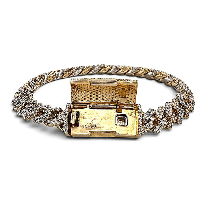 7.50ctw Round Brilliant Natural Diamond Miami Cuban Bracelet in 14k Two-Tone Gold