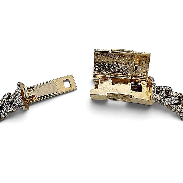 7.50ctw Round Brilliant Natural Diamond Miami Cuban Bracelet in 14k Two-Tone Gold