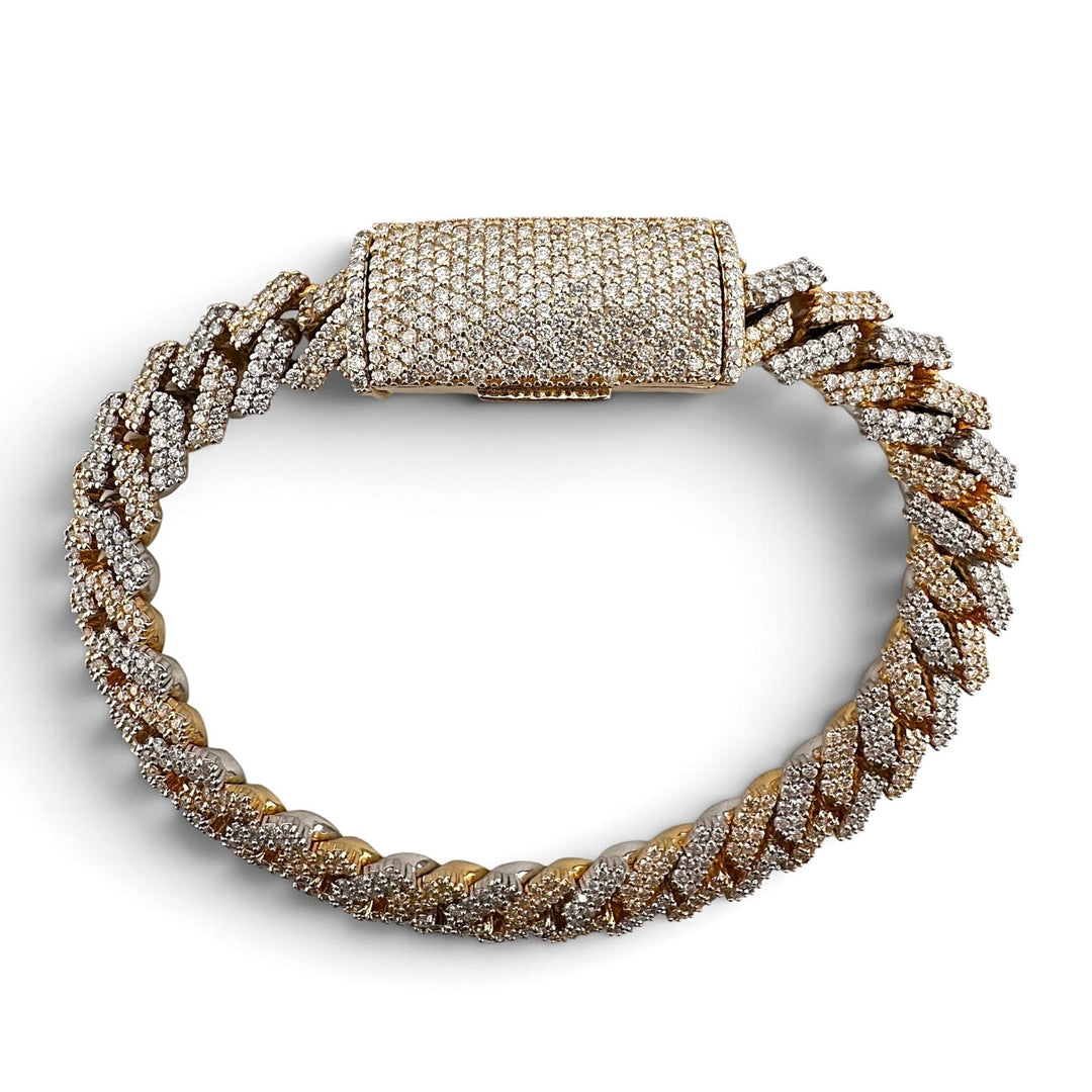 7.50ctw Round Brilliant Natural Diamond Miami Cuban Bracelet in 14k Two-Tone Gold