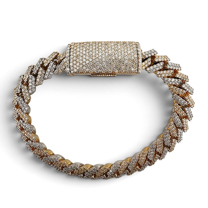 7.50ctw Round Brilliant Natural Diamond Miami Cuban Bracelet in 14k Two-Tone Gold