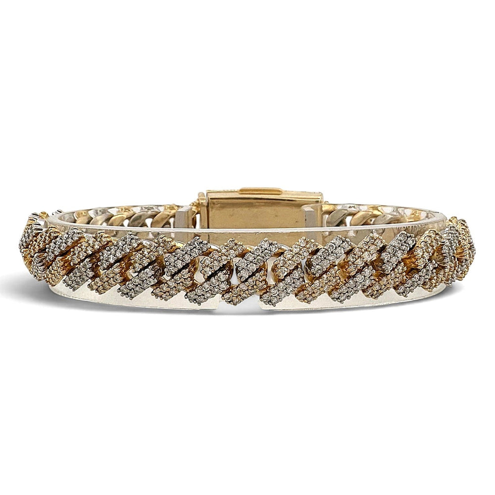 7.50ctw Round Brilliant Natural Diamond Miami Cuban Bracelet in 14k Two-Tone Gold