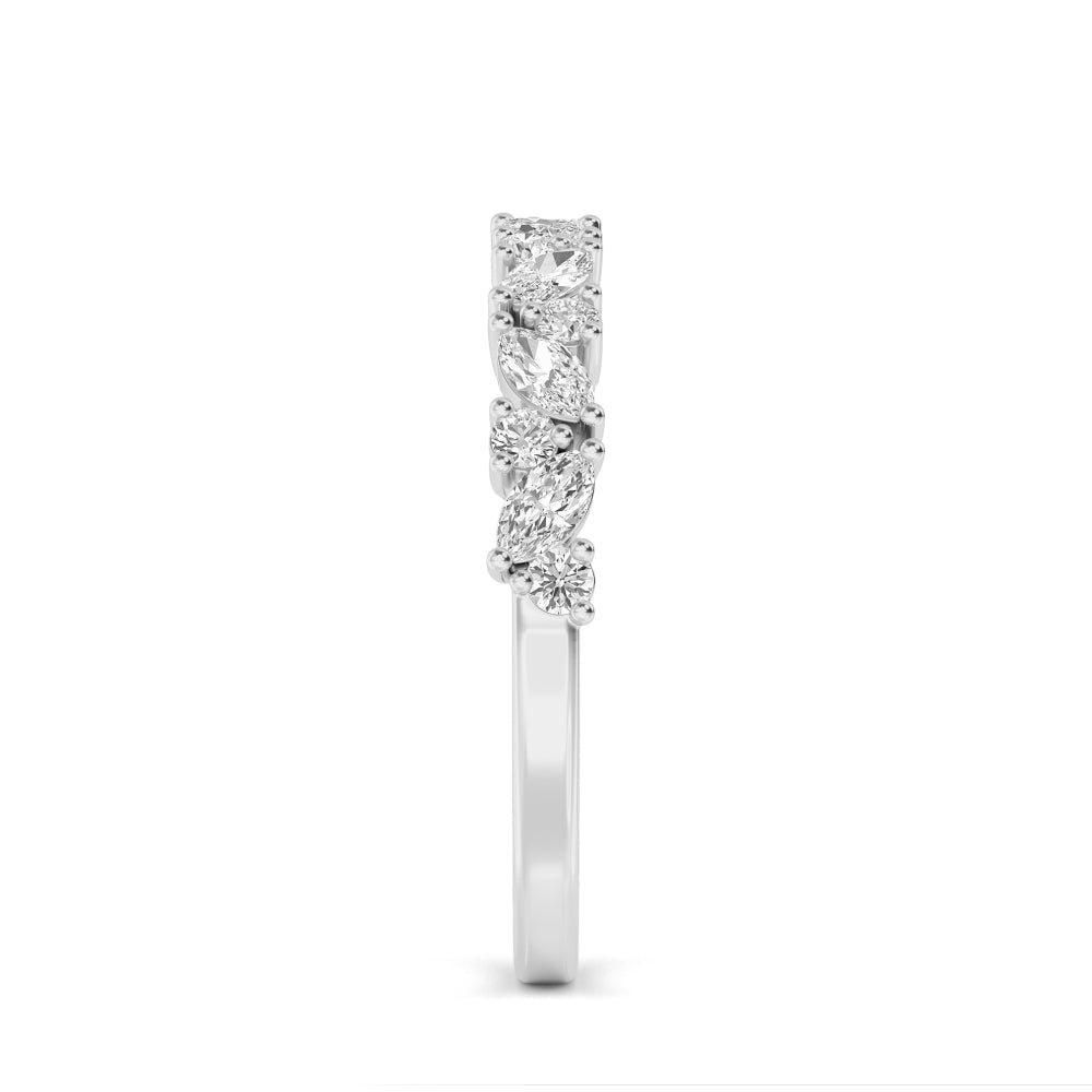 0.71ctw Marquise & Round Brilliant Lab-Grown Diamond Stackable Band in 14k White Gold
