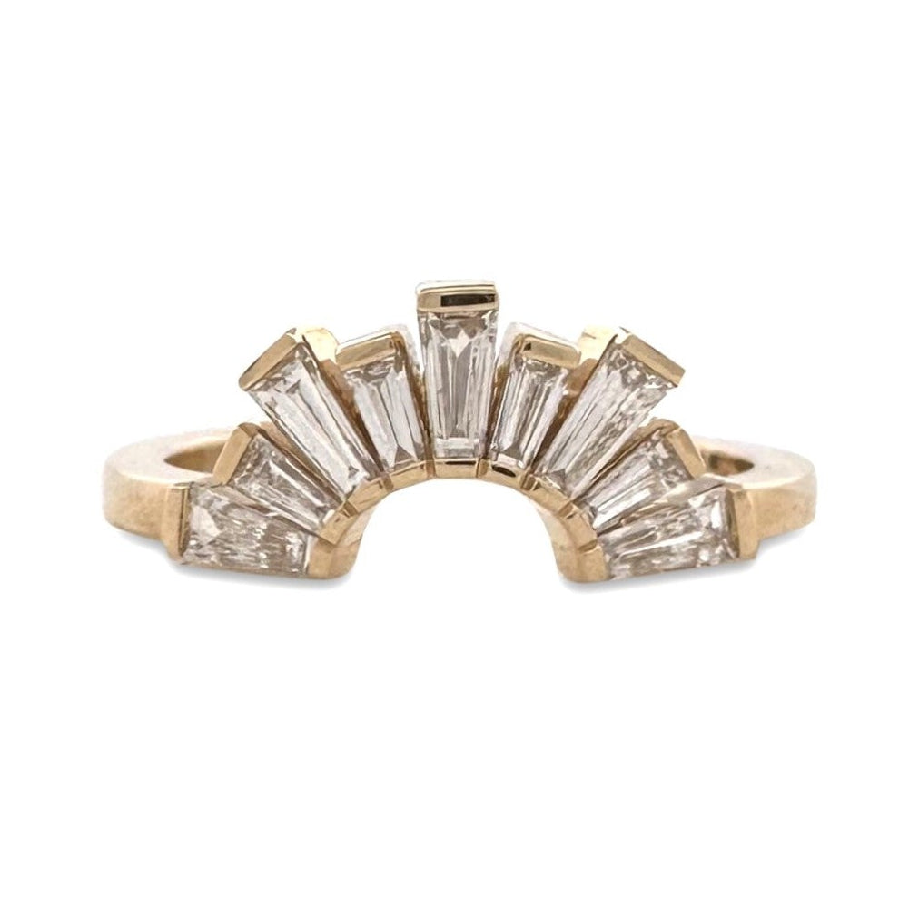 0.53ctw Tapered Baguette Cut Lab-Grown Diamond Contour Band in 14k Yellow Gold