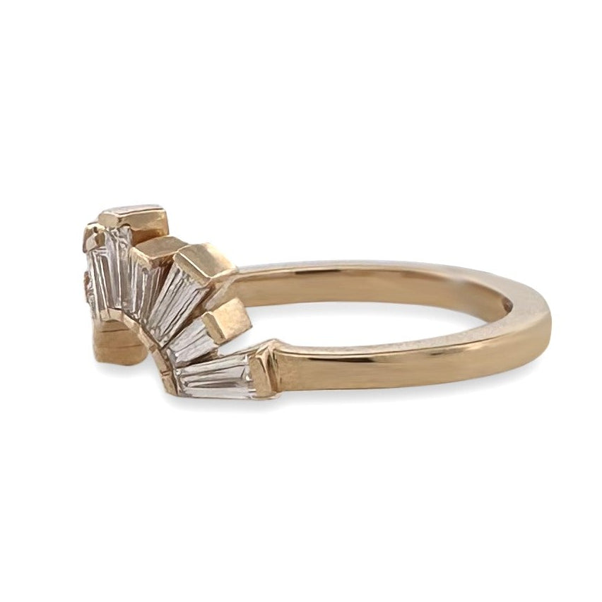 0.53ctw Tapered Baguette Cut Lab-Grown Diamond Contour Band in 14k Yellow Gold
