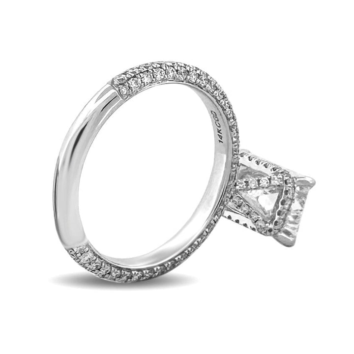 IGI Graded 3.09ct Emerald Cut with Round Brilliant Hidden Halo Lab-Grown Diamond Engagement Ring 14k White Gold