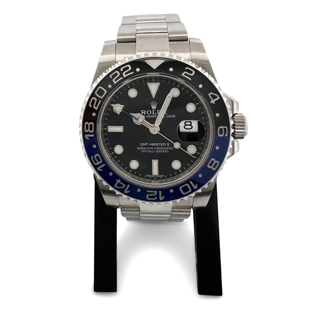 2016 Rolex GMT Master II "Batman" 40mm Stainless Steel Oyster Bracelet Watch with Box & Papers