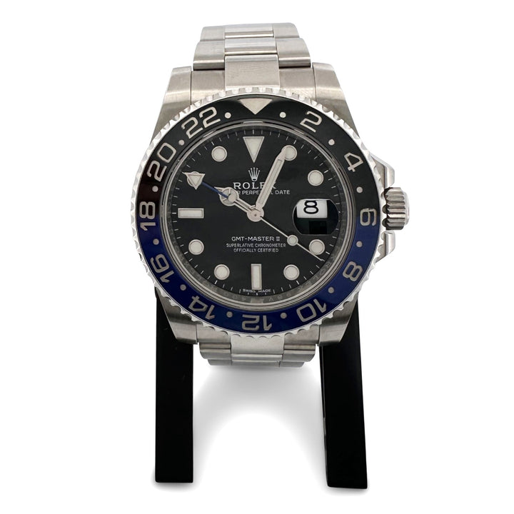 2016 Rolex GMT Master II "Batman" 40mm Stainless Steel Oyster Bracelet Watch with Box & Papers