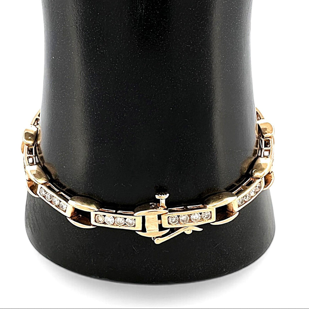 1.44ctw Round Brilliant Natural Diamond Channel-Set Tennis Bracelet in 14k Yellow Gold