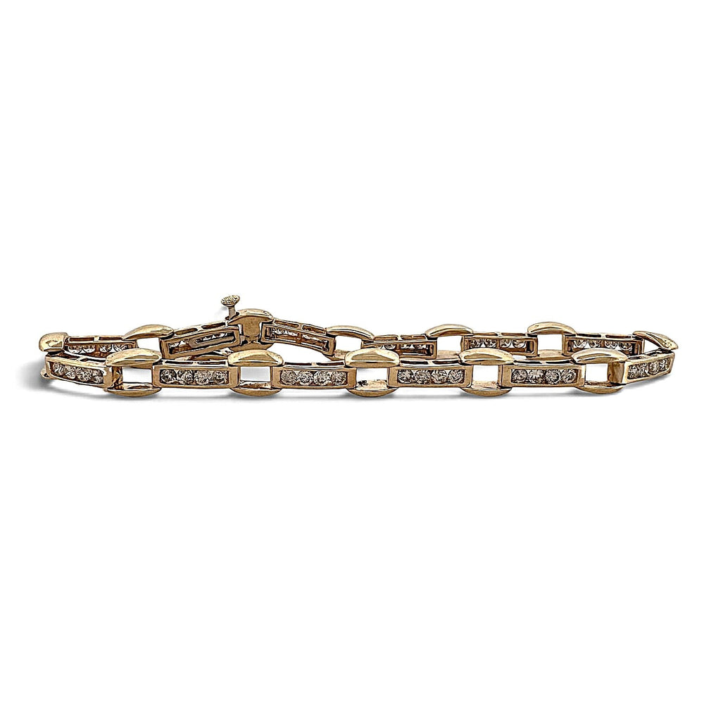 1.44ctw Round Brilliant Natural Diamond Channel-Set Tennis Bracelet in 14k Yellow Gold