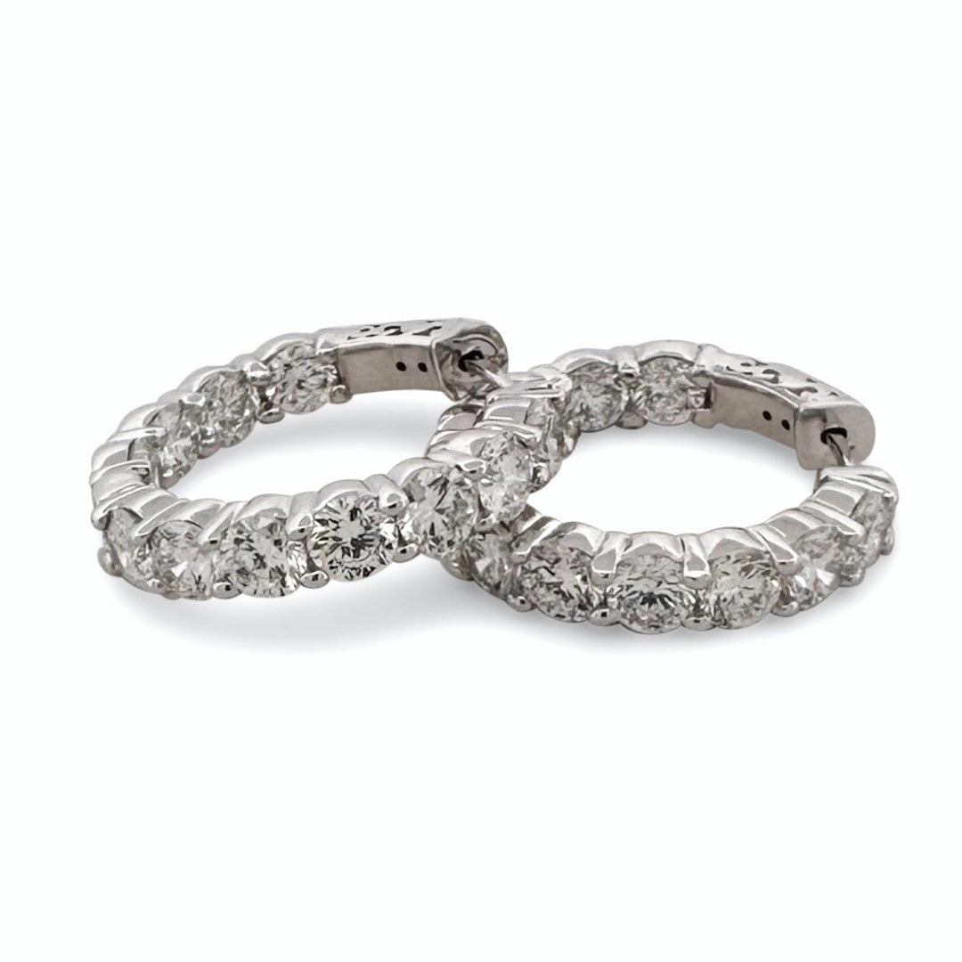 5.80ctw Round Brilliant Lab-Grown Diamond Inside-Out Hoop Earrings in 14k White Gold