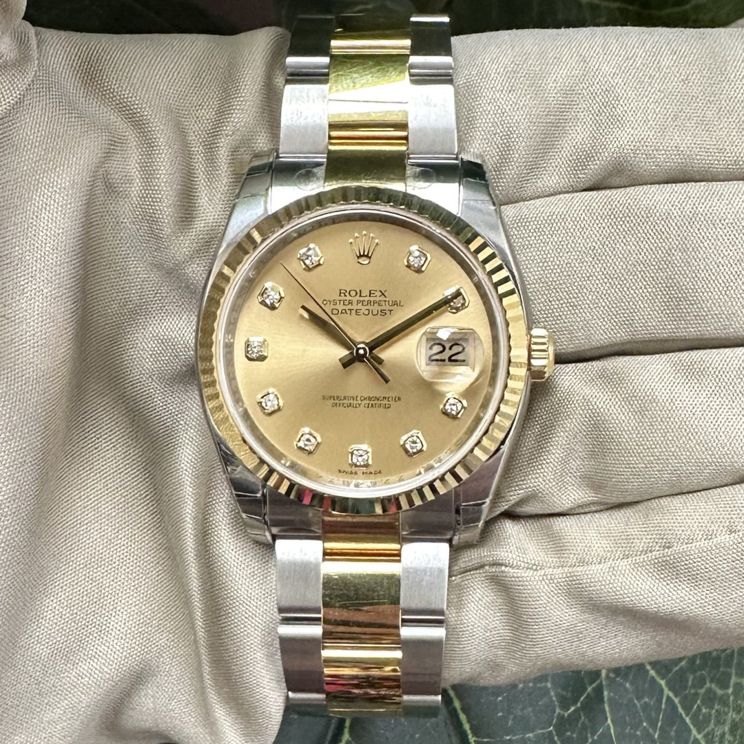 2006 Rolex Datejust 36mm Two-Tone Stainless Steel & 18k Yellow Gold Oyster Bracelet Watch with Box & Papers