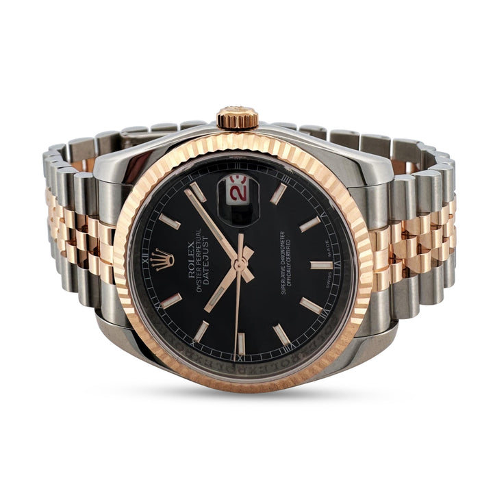 2005 Rolex Datejust 36mm Two-Tone Stainless Steel & 18k Rose Gold Jubilee Bracelet Watch with Box & Papers