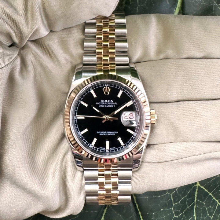 2005 Rolex Datejust 36mm Two-Tone Stainless Steel & 18k Rose Gold Jubilee Bracelet Watch with Box & Papers