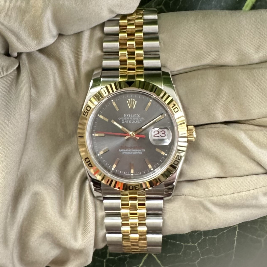 2004 Rolex Datejust Turn-o-graph 36mm Two-Tone Stainless Steel & 18k Yellow Gold Jubilee Bracelet Watch with Box & Papers