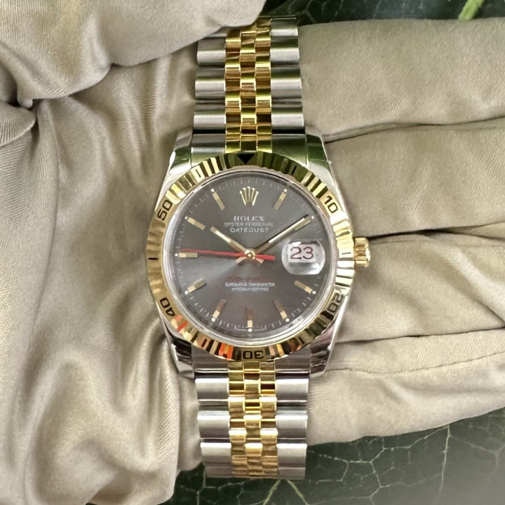2004 Rolex Datejust Turn-o-graph 36mm Two-Tone Stainless Steel & 18k Yellow Gold Jubilee Bracelet Watch with Box & Papers