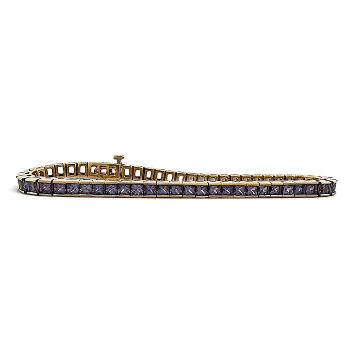 Princess Cut Tanzanite Tennis Bracelet in 18k Yellow Gold
