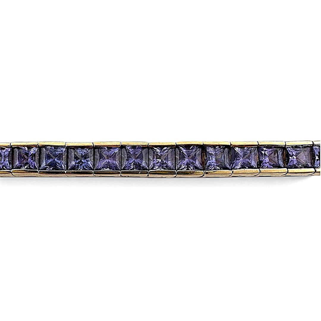 Princess Cut Tanzanite Tennis Bracelet in 18k Yellow Gold