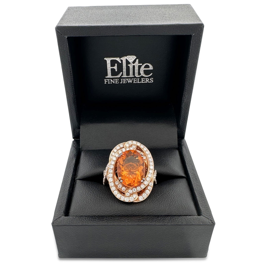 Tangerine Fire Opal and Vanilla Diamond Cocktail Ring in 18k Rose Gold by Le Vian