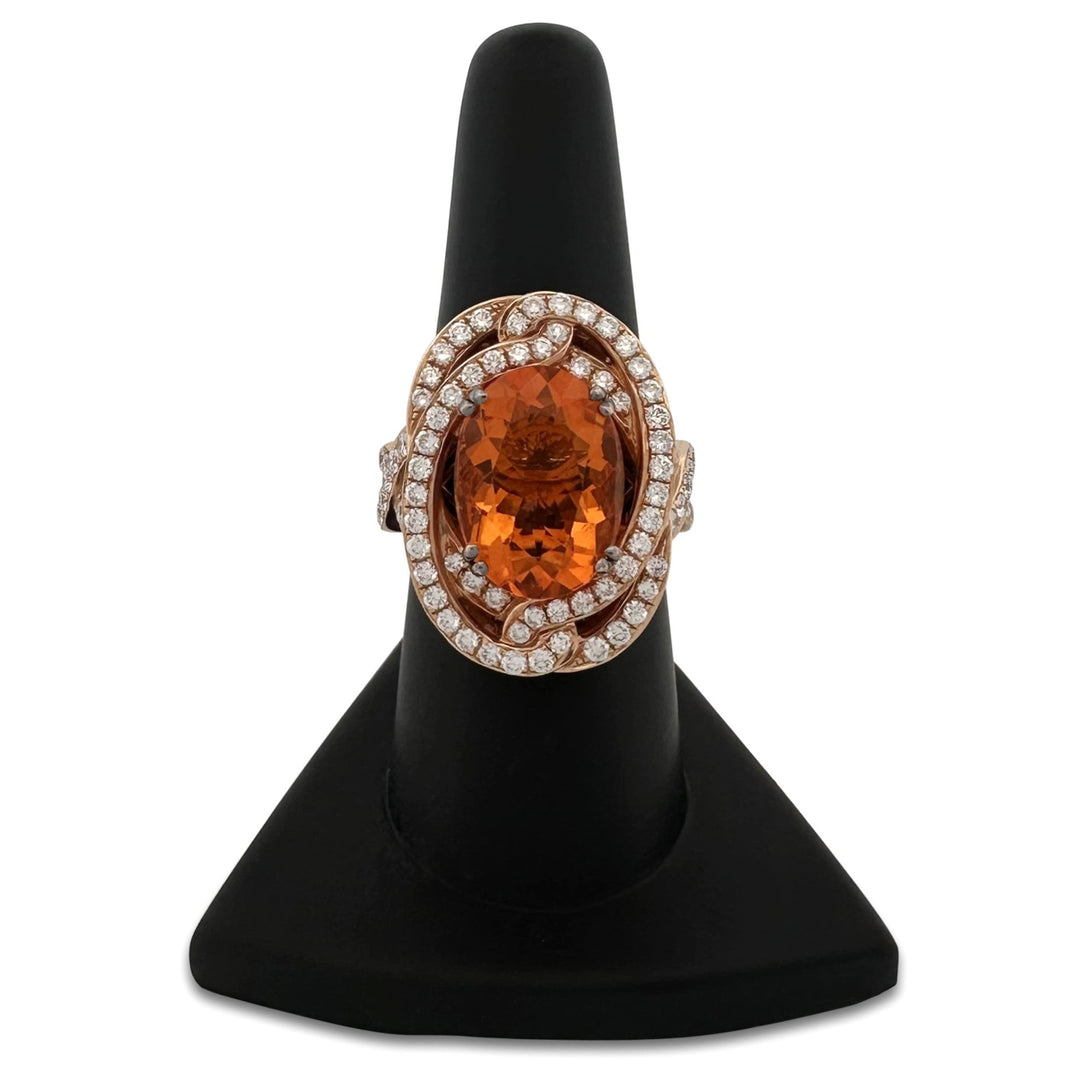 Tangerine Fire Opal and Vanilla Diamond Cocktail Ring in 18k Rose Gold by Le Vian