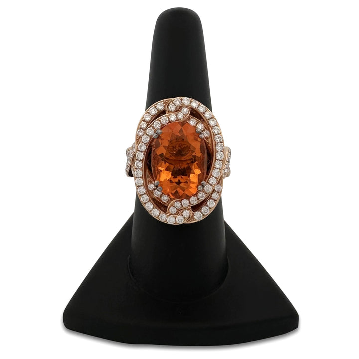 Tangerine Fire Opal and Vanilla Diamond Cocktail Ring in 18k Rose Gold by Le Vian