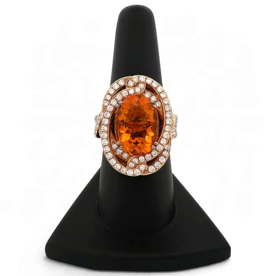 Tangerine Fire Opal with Vanilla & Chocolate Diamonds Cocktail Ring in 18k Rose Gold by Le Vian