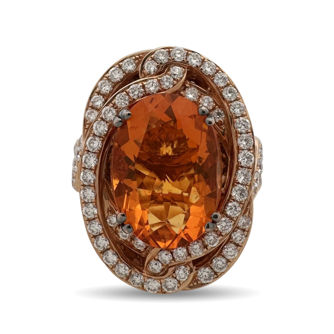 Tangerine Fire Opal and Vanilla Diamond Cocktail Ring in 18k Rose Gold by Le Vian