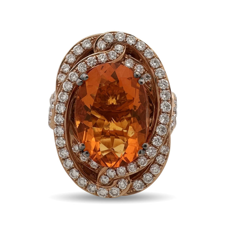 Tangerine Fire Opal and Vanilla Diamond Cocktail Ring in 18k Rose Gold by Le Vian