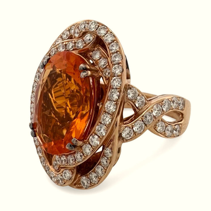 Tangerine Fire Opal and Vanilla Diamond Cocktail Ring in 18k Rose Gold by Le Vian