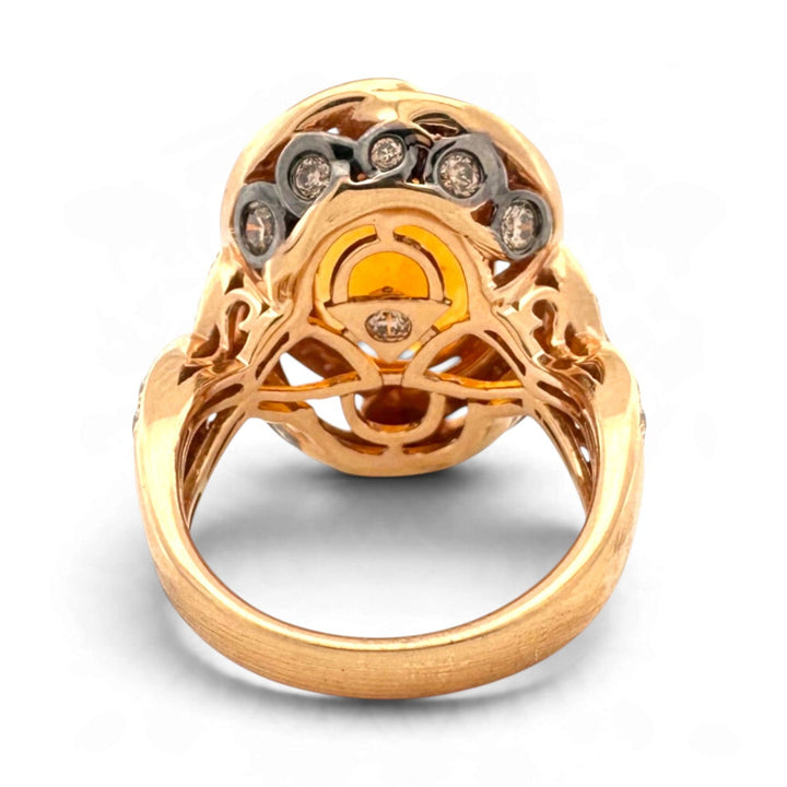 Tangerine Fire Opal with Vanilla & Chocolate Diamonds Cocktail Ring in 18k Rose Gold by Le Vian