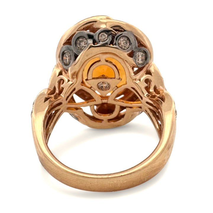 Tangerine Fire Opal and Vanilla Diamond Cocktail Ring in 18k Rose Gold by Le Vian