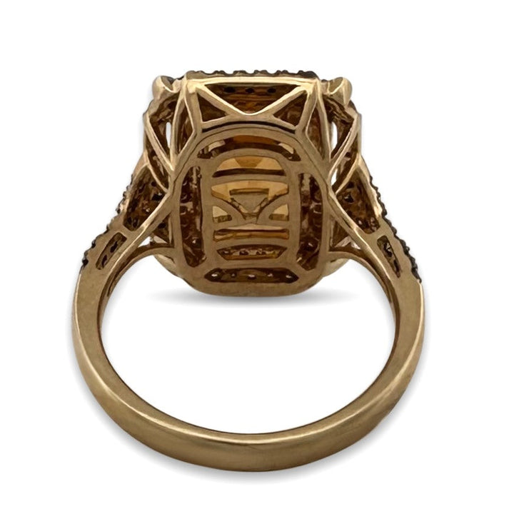 Citrine with Chocolate and Vanilla Diamonds Cocktail Ring in 14k Yellow Gold by Le Vian