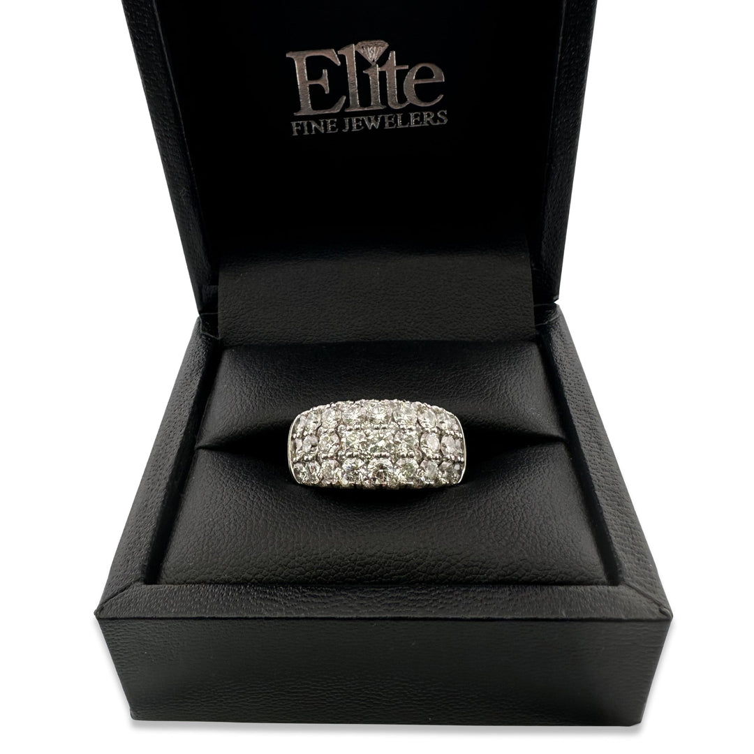 3.35ctw Round Brilliant Natural Diamond 3-Row Band in Platinum