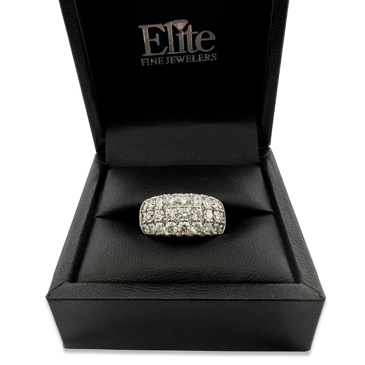 3.35ctw Round Brilliant Natural Diamond 3-Row Band in Platinum